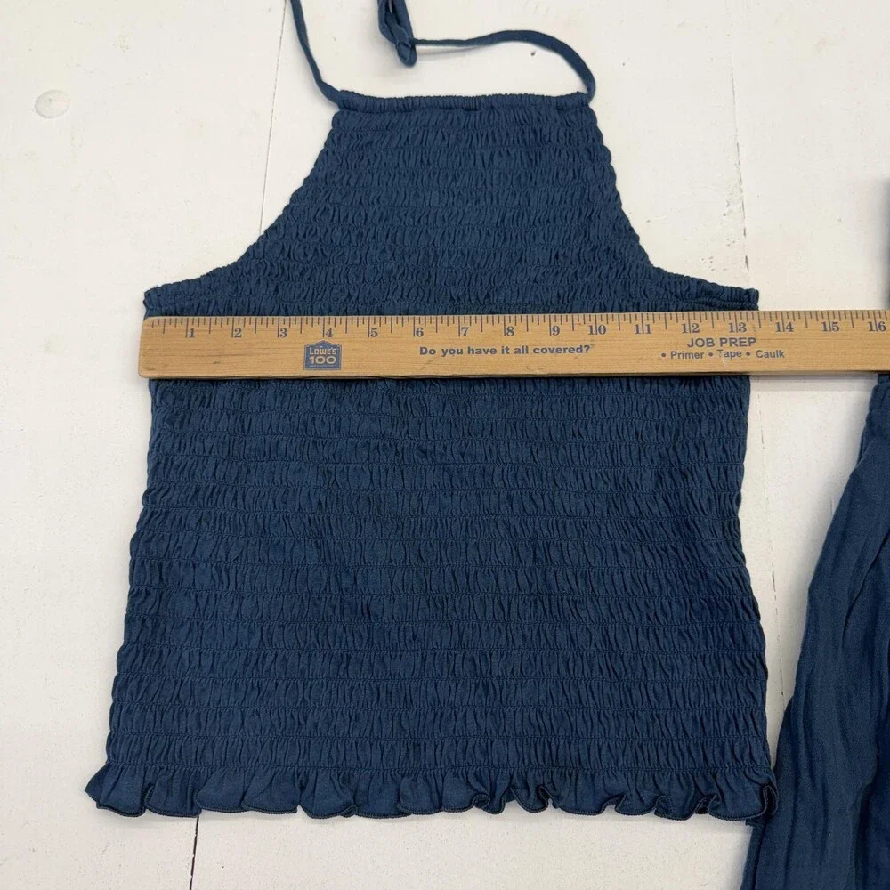 Old Navy Skirt Tank Set Womens S Blue Cotton Gauze Halter 2 Piece Summer Outfit